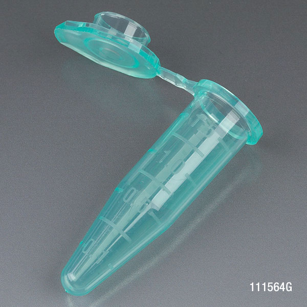 Globe Scientific Microcentrifuge Tube, 1.5mL, PP, Attached Snap Cap, Graduated, Green, Certified: Rnase, Dnase and Pyrogen Free, 500/Stand Up Zip Lock Bag Microcentrifuge Tube; Microtube; Eppendorf Tube; Micro CT; 1.5mL; Centrifuge Tube; Green;